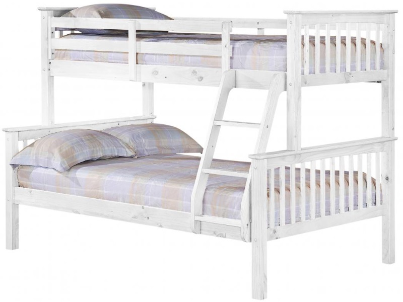 Heartlands Furniture Porto Triple Sleeper Bunk Bed Single Whitewash Pine Bunk Bed | Bed Sava