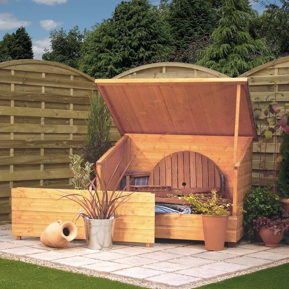 Rowlinson Wooden Garden Storage Chest in Honey Brown