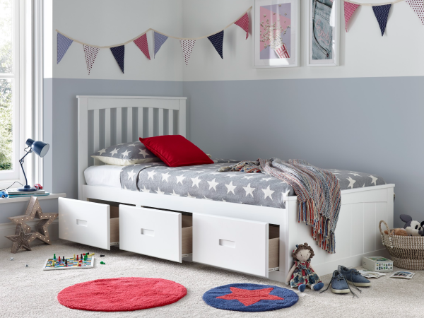 Bedmaster Quest Single White Wooden Bed | Bed Sava