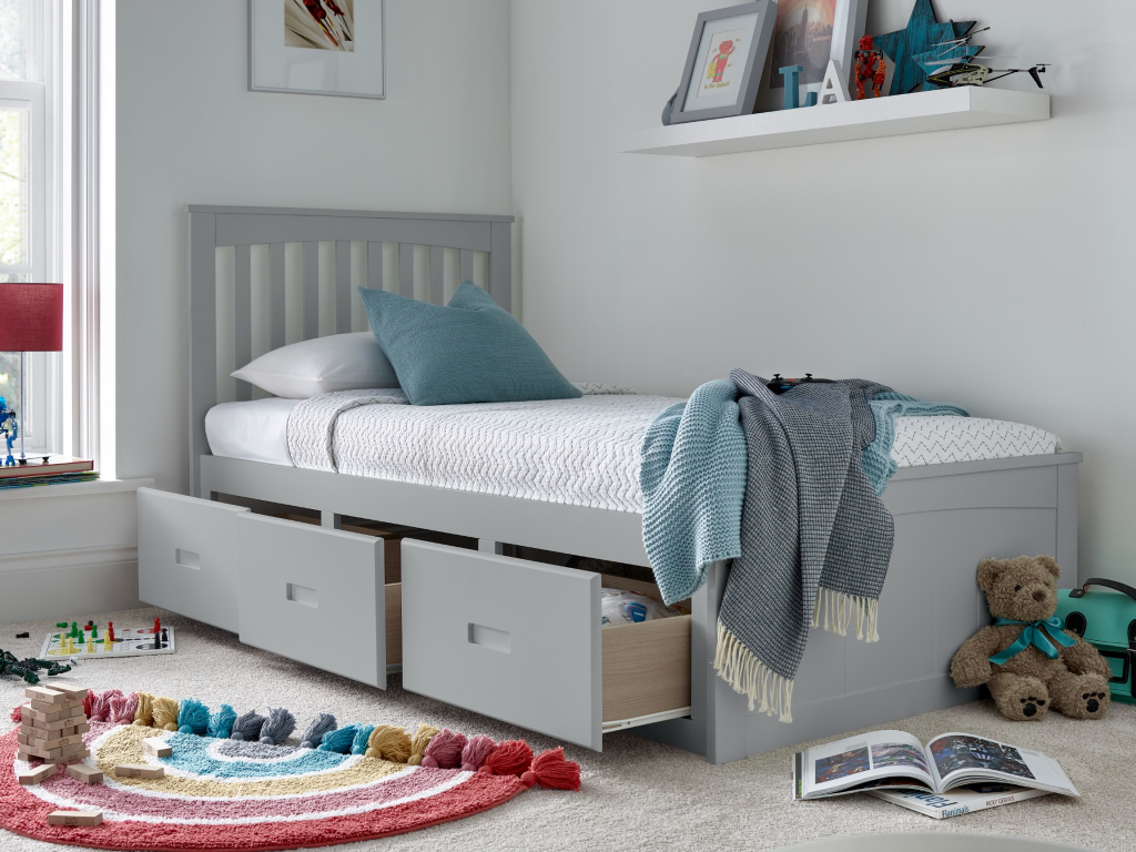 Bedmaster Quest Single Wood Grey   Wooden Bed