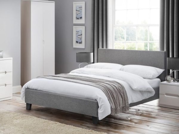Julian Bowen Rialto Fabric Bed Double Light Grey Fabric Bed | Bed Sava