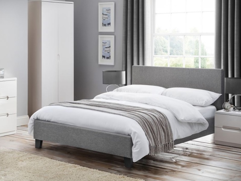 Julian Bowen Rialto Fabric Bed Single Light Grey Fabric Bed