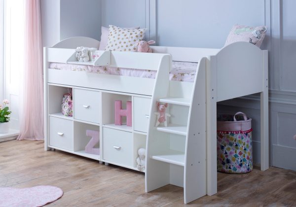 Kids Avenue Eli F Mid Sleeper WhiteWhite | Bed Sava