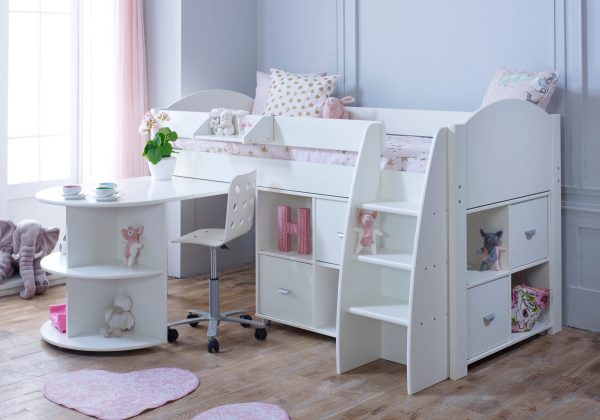 Kids Avenue Eli G Mid Sleeper WhiteWhite | Bed Sava