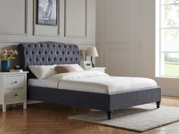 Limelight Rosa Double Dark Grey Fabric Bed | Bed Sava