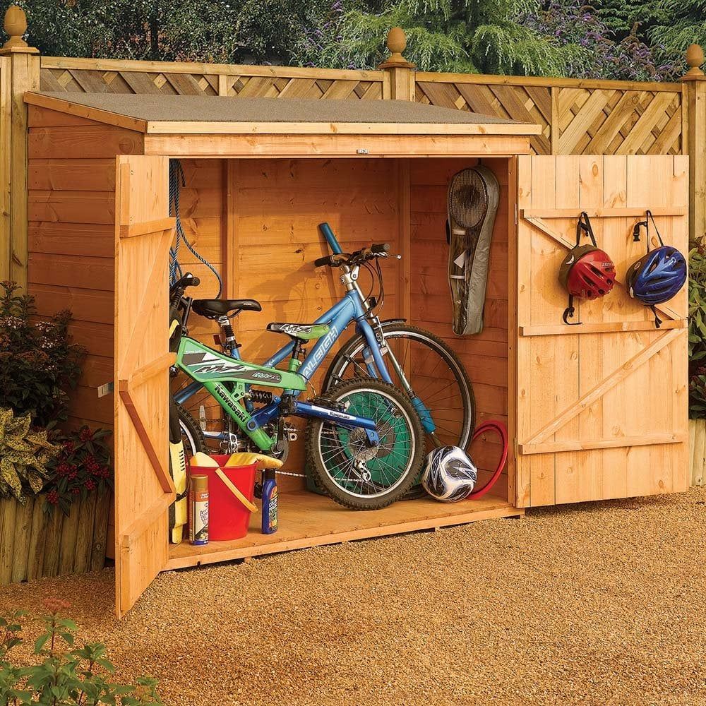 Rowlinson Wooden 6ft x 3ft Bike Shed in Honey Brown