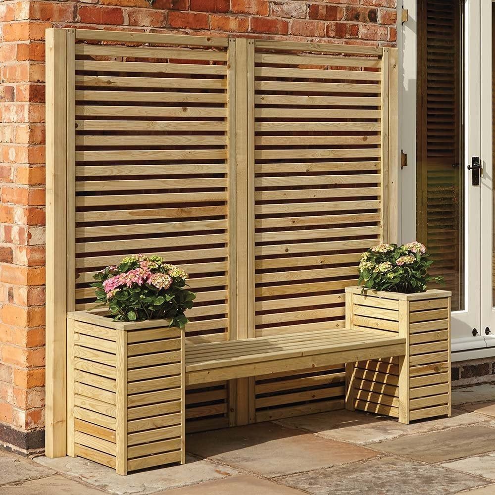 Rowlinson Wooden Garden Bench & Planter Set