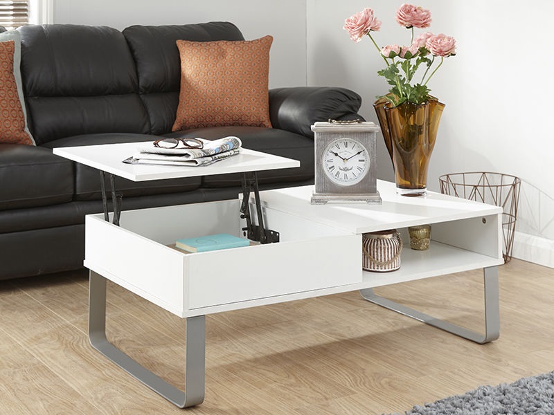 GFW Aspen Lift Up Coffee Table - White Furniture