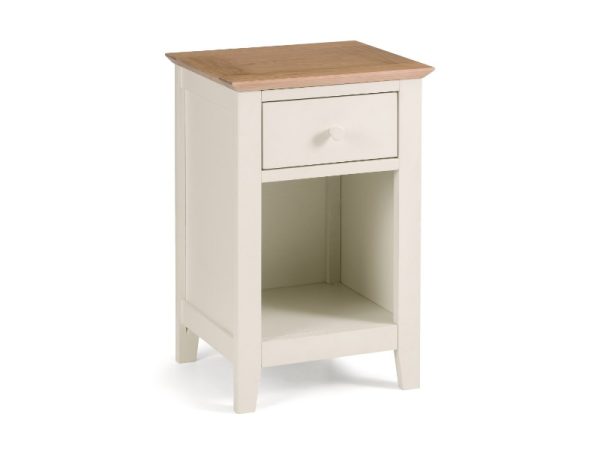 Julian Bowen Salerno Shaker 1 Drawer Bedside Two Tone Ivory Bedside Chest | Bed Sava