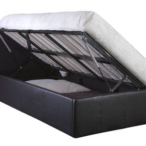 GFW Side Lifting Ottoman Single Black Leather Ottoman Bed | Bed Sava