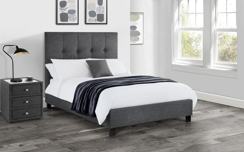 Julian Bowen Sorrento High Headboard Bed King Size Slate Grey Fabric Bed