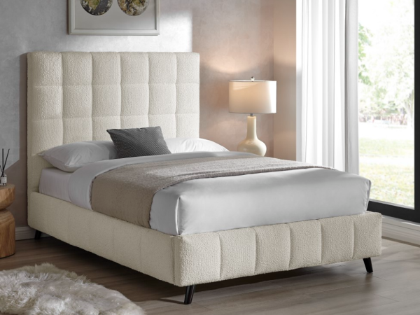 Limelight Starla Square Boucle King Size Ivory Fabric Bed | Bed Sava