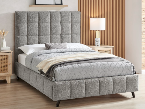 Limelight Starla Square Boucle Double Grey Fabric Bed | Bed Sava