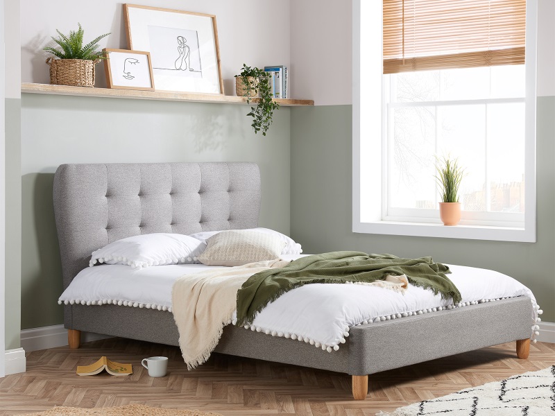Birlea Stockholm Bed Double Grey Fabric Bed