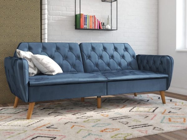 Dorel Tallulah Blue Velvet Sofa Bed | Bed Sava
