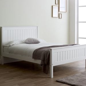 Limelight Taurus Double White Wooden Bed | Bed Sava