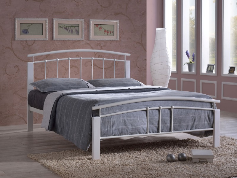Time Living Tetras Small Double White Metal Bed