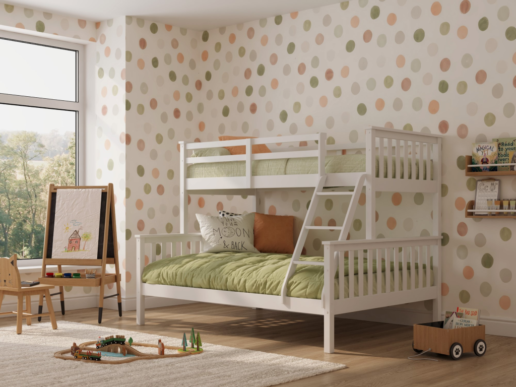 Snuggle Beds Traditional Solid Wood Triple Bunk Bed Single White Bunk Bed | Bed Sava