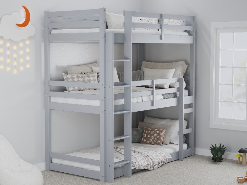 Birlea Tressa Triple Bunk Single Grey Bunk Bed | Bed Sava