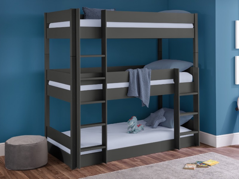 Julian Bowen Trio Triple Sleeper Bunk Bed Single Anthracite Bunk Bed | Bed Sava
