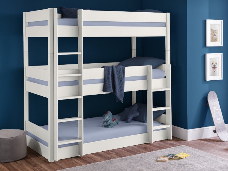 Julian Bowen Trio Triple Sleeper Bunk Bed Single Surf White Bunk Bed | Bed Sava