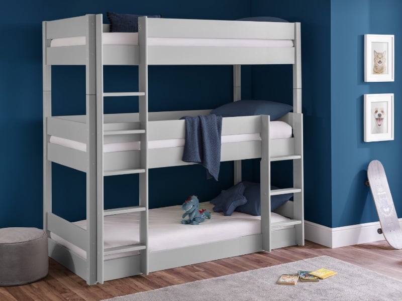 Julian Bowen Trio Triple Sleeper Bunk Bed Single Dove Grey Bunk Bed | Bed Sava