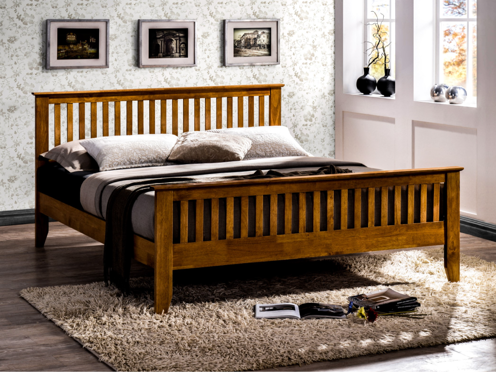 Time Living Turin Single Honey Oak Wooden Bed