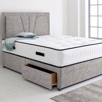 Divan Bed Base with 24" Valencia Headboard - Grey  / 193cm / Small Single / 18kg / No Drawers