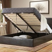 Bilancio Storage Bed Dark Brown Faux Leather  - Dark Brown / Double
