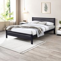 Dylan Solid Rubber Wood Double Bed Frame - Dark Grey
