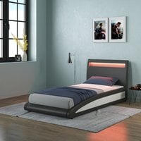 Neptune Faux Leather LED Headboard Bed Frame - Black / 100cm / Single