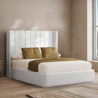 Sapphire Divan Bed with 54" Floor Standing Lined Headboard - Silver / Single / No Drawers