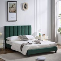 Upholstered Platform Bed with Adjustable Headboard  Green  162cm | Bed Sava