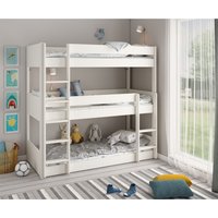 Triple Stak Solid Wood Bunk Bed White - White