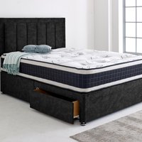 Barcelona Divan Base with Headboard - Black / Super King / No Drawers