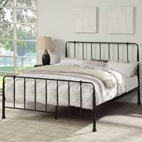 Hitchin Black Metal Industrial Bed Frame - Black / King