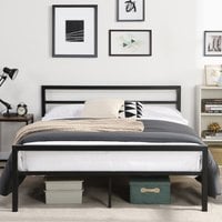 City Black Metal Bed Frame Only  With Metal Rod Base  Black  Double | Bed Sava