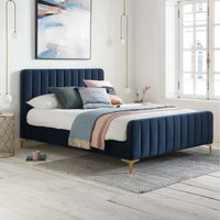 Bed Frame Navy Birlea Charles Midnight Blue Fabric - Midnight Blue / Double