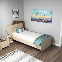 Babel Bedstead Bed Frame with Headboard - Light Walnut & Beige