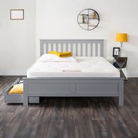 Azure Modern Solid Pine Grey Bed - Grey / King / Bed Frame and Mattress
