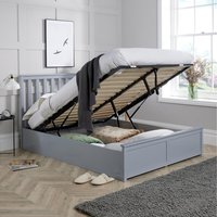 Florida Wooden Ottoman End Gas Lift Storage Double Bed Frame  - Grey