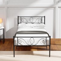 Bed Frame with Square Headboard - Black / Single