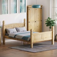 Corona Solid Pine Wood Bed Frame  Pine  High Foot End  Double | Bed Sava