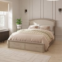 Madrid Ottoman Bed with Fabric Headboard - Natural / Double