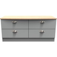 Victoria Ready Assembled 4 Drawer Bed Box - Dusk Grey & Bardolino Oak
