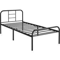 Metal Bed Frame with High Headboard - Black / Single