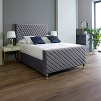 Sorrento Upholstered Bed with Striped Headboard and Footboard - Charcoal Grey / Double