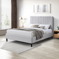 Aster Velvet Bed Frame - Light Grey / King