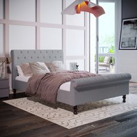 Violetta Fabric Bed - Light Grey Linen / 222cm