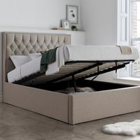 Wilson Oatmeal Fabric Ottoman Bed - Oatmeal / King